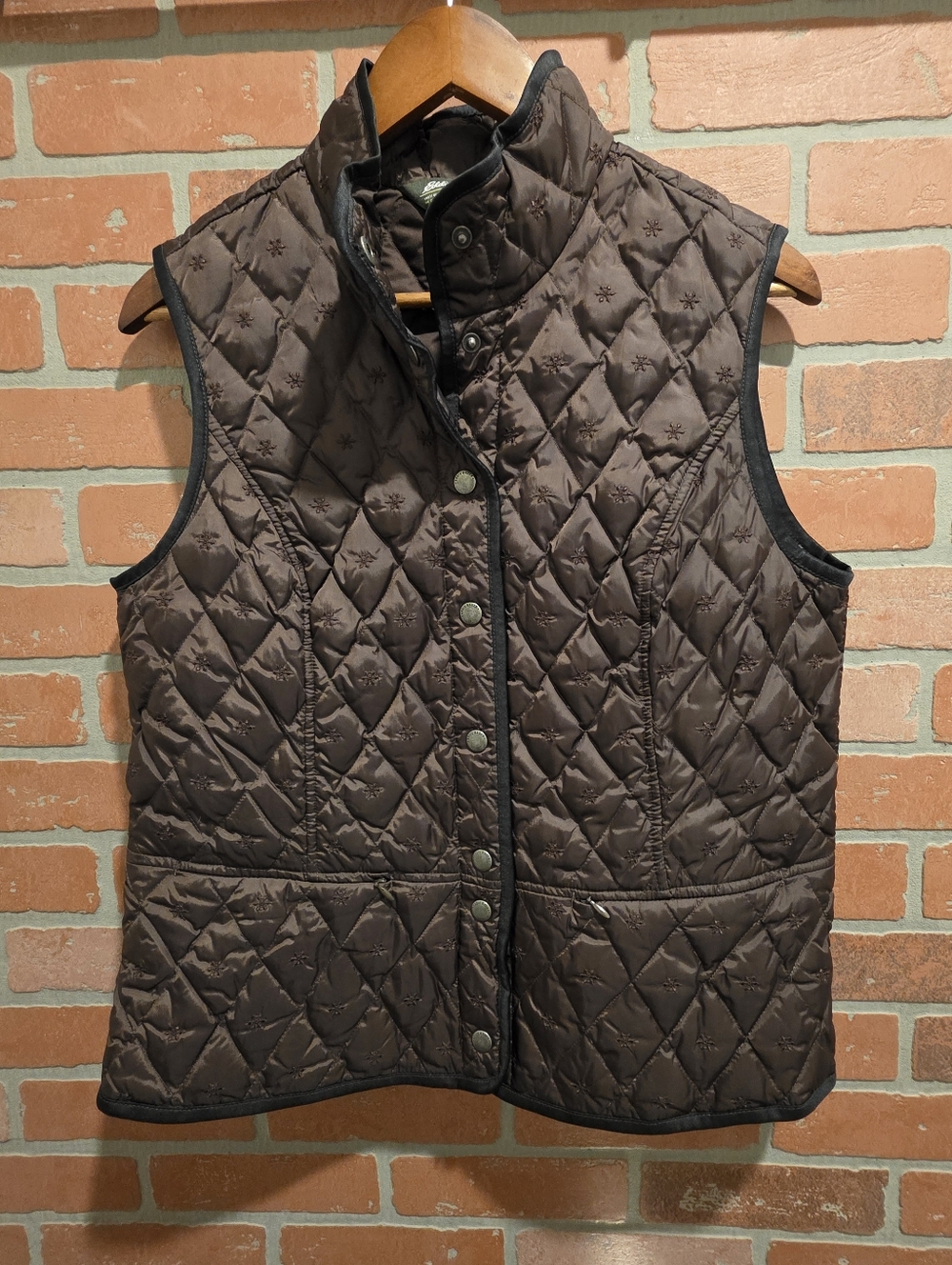 Eddie Bauer Goose Down Quilted Brown Women's Vest Sleeveless Jacket Large‎ Sku61